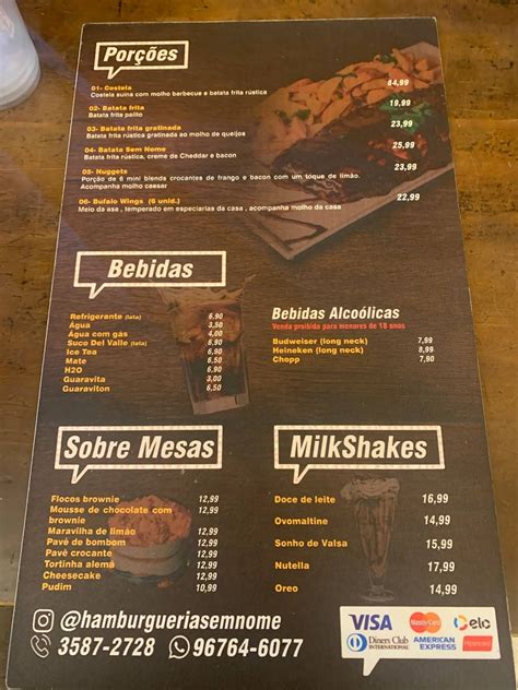 Menu at Sem Nome - Ribs & Burgers restaurant, Niterói