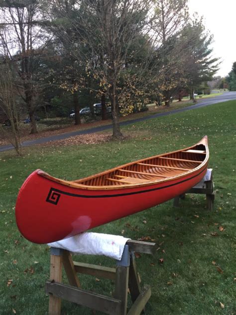 Old Town 16 Ft Wood Canoe Red - Excellent Condition for sale from ...