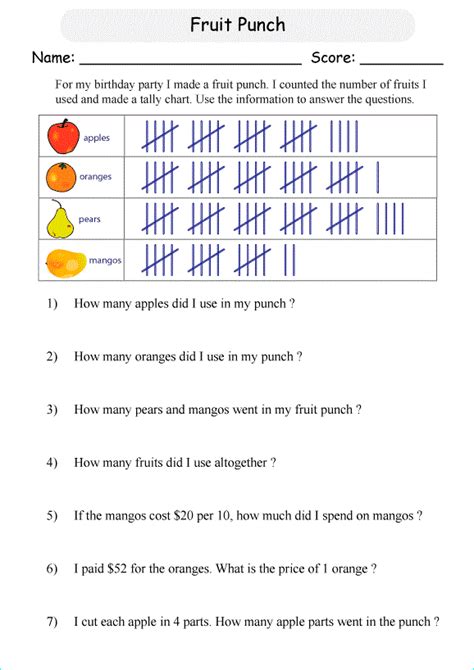 Free Printable Tally Chart Worksheets