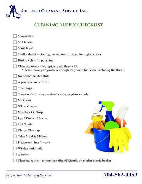 Cleaning Supply Checklist | Templates at allbusinesstemplates.com