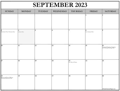 September 2023 with holidays calendar