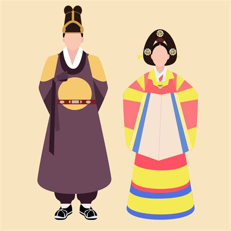 Men and women in beautiful Korean traditional clothes, Hanbok. Traditional Korean outfits ...