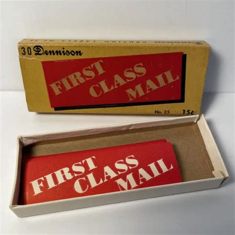 VINTAGE DENNISON FIRST Class Mail Labels Box of 30 Paper Gummed Labels $10.99 - PicClick