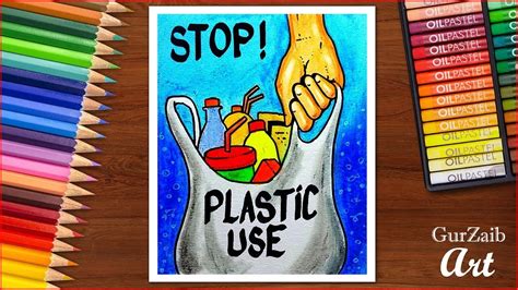 How to draw stop plastic pollution poster chart for school students ...