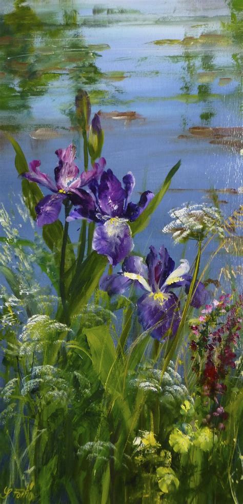 Iris painting image by Laura Carter on art | Flower art, Flower painting