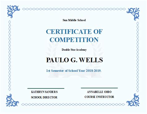 School Competition Certificate | Free School Competition Certificate Templates