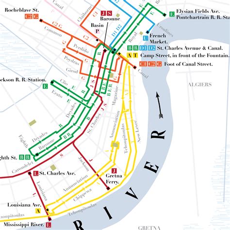 New Orleans streetcar system map print, 1875 – 53 Studio