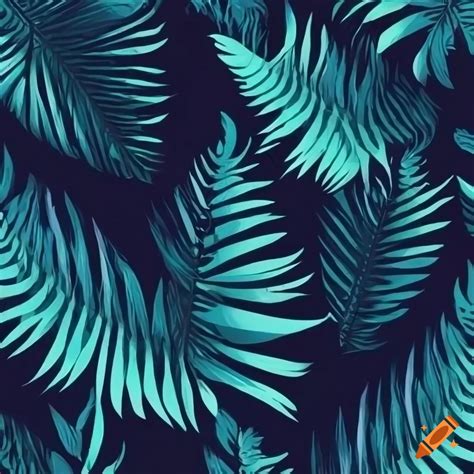 Vector art of a dark blue tropical jungle on Craiyon