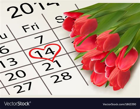 Valentines day calendar february 14 of saint Vector Image