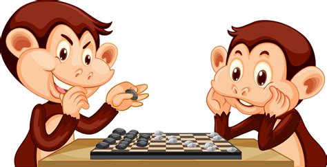 Two monkeys playing chess together on white background 3188613 Vector Art at Vecteezy