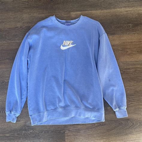 Embroidered nike light blue/purple crew neck. - Depop