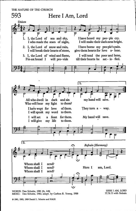 Here I Am Lord Digital Hymn Sheet Music Key of G Intermediate Piano & Vocal - Etsy