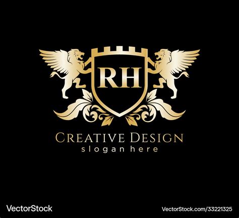 Rh letter initial with lion royal logo template Vector Image