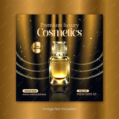 Premium Vector | A black and gold ad for a perfume bottle.