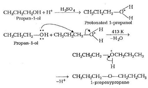 How is 1 propoxypropane synthesised from propan 1 ol? Write mechanism of this reaction.