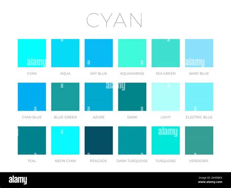 Cyan Blue Color Shades Swatches Stock Vector Image & Art - Alamy