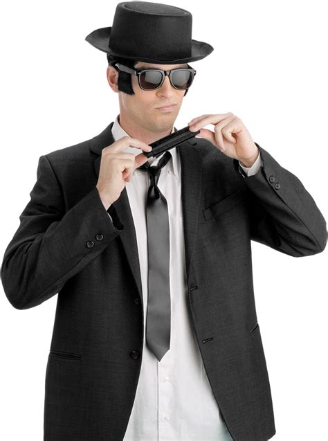 Adult Blues Man Blues Brother Hat Harmonica And Tie Costume Accessory Kit - Walmart.com