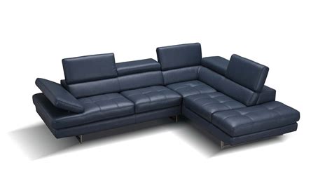 A761 Sectional Sofa in Blue Color Italian Leather