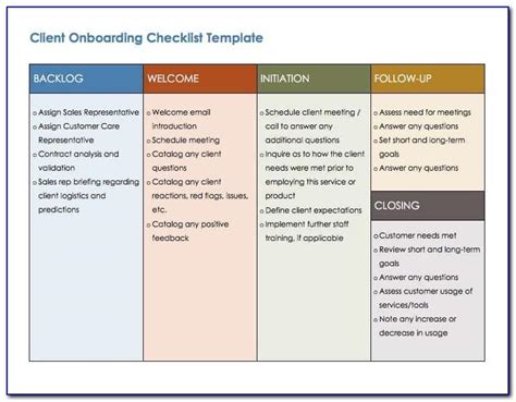 Msp Client Onboarding Checklist Template Excel