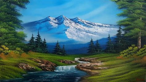 How to paint a scenery with hills and waterfall || Natural scenery painting - YouTube