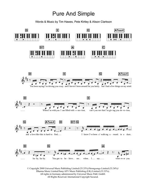 Hear'Say "Pure And Simple" Sheet Music Notes | Download Printable PDF Score 104424