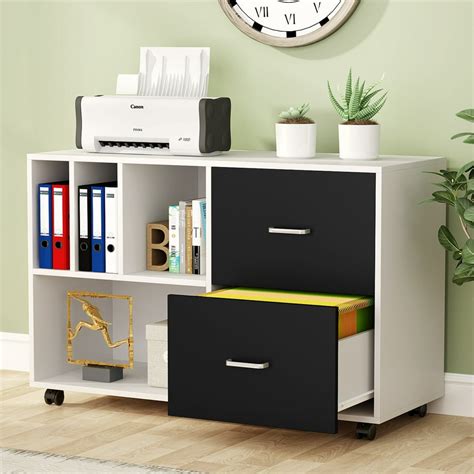 Tribesigns 2-Drawer Lateral File Cabinets Legal Size, Large Vintage Mobile Filing Cabinet ...