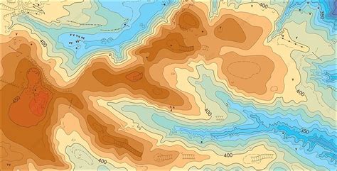 Abstract Detailed Color Vector Topographic Elevation Map Detailed Navigation Sport Vector ...