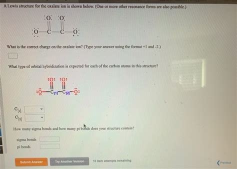 Solved A Lewis structure for the oxalate ion is shown below. | Chegg.com