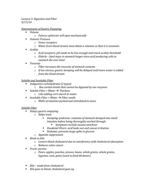 Lecture 3 - Digestion and Fiber - Lecture 3: Digestion and Fiber 9/17 ...