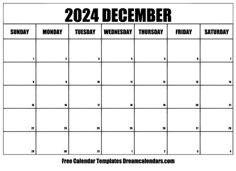 December 2024 Calendar - Free Printable with Holidays and Observances