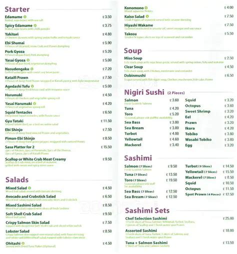 Sasa Sushi Menu, Menu for Sasa Sushi, Angel, London - Zomato UK