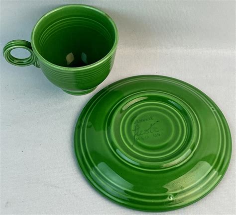 Lot - Vintage Fiestaware Medium Green Cup & Saucer