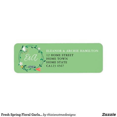 Fresh Spring Floral Garland Address Label | Zazzle
