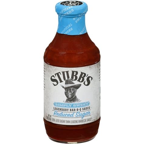 Stubb's Simply Sweet Reduced Sugar BBQ Sauce, 18 oz - Walmart.com ...