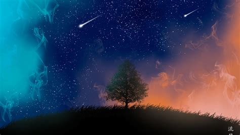 1360x768 Tree and Shooting Stars 4K Desktop Laptop HD Wallpaper, HD ...