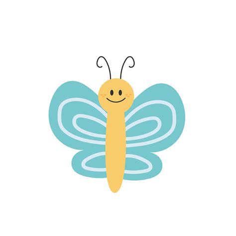 Cartoon butterfly. Cute smiling character for childish design. Vector ...