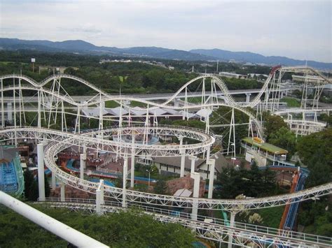 an aerial view of a roller coaster ride