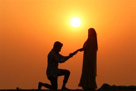 Premium Photo | Romantic couple silhouette at sunset