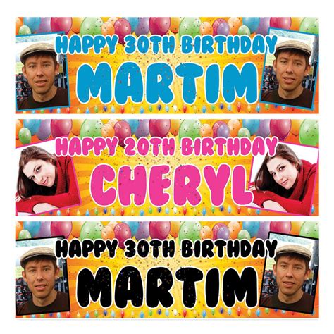 Birthday Banners Personalised Photo, from £6.49, Free post, add photo