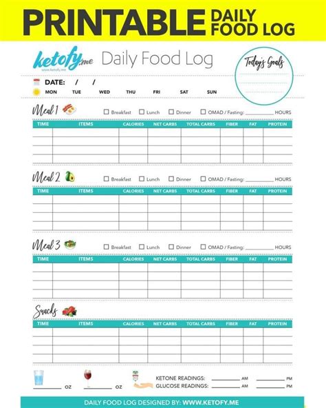 Ketofy.Me - Keto Food Log Food Journal Printable | Food journal printable, Food log, Food ...