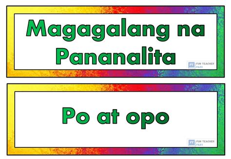 Magagalang na Pananalita Flashcards - Fun Teacher Files