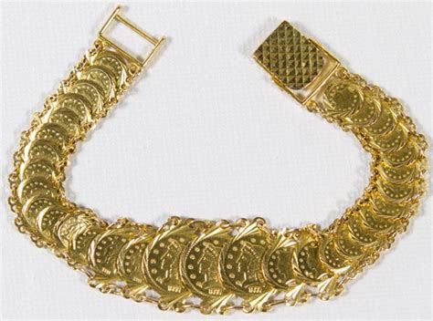 21k Gold Coin Style Bracelet : Lot 365