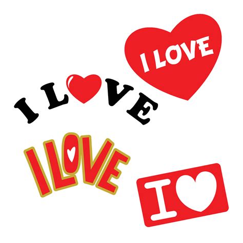 i love you text symbol set 29209473 Vector Art at Vecteezy