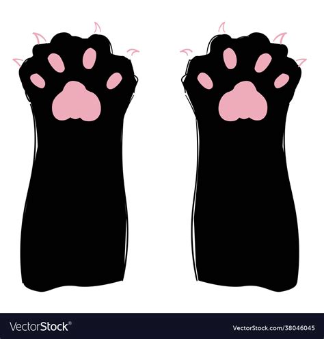 Hand drawn black cat paws with claws print Vector Image