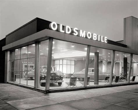 Mid-century Auto Dealership, 1950. Vintage Photo Reproduction Print. Black & White Photograph ...