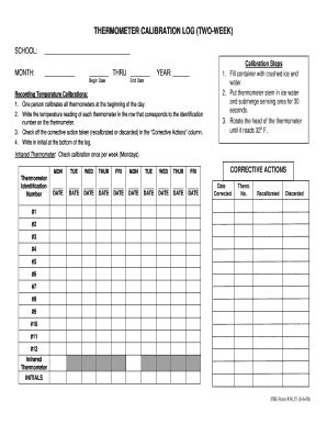 Thermometer Calibration Log - Fill Online, Printable, Fillable, Blank | pdfFiller