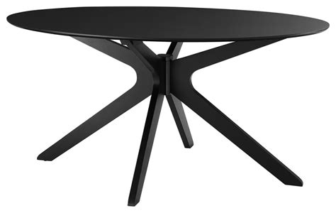 63" Dining Table, Oval, Black, Wood, Modern, Kitchen Bistro Hospitality - Midcentury - Dining ...