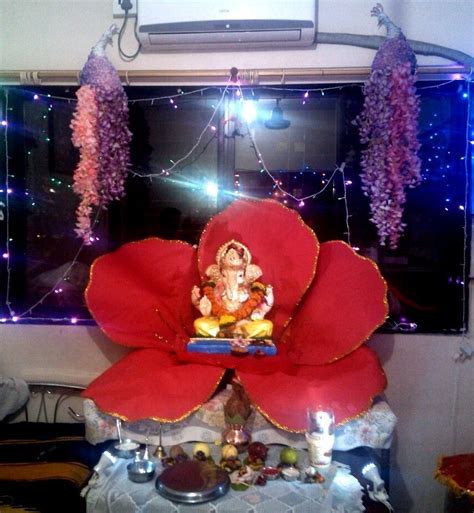 ganapati bappa morya :) | Ganpati decoration design, Goddess decor, Ganapati decoration