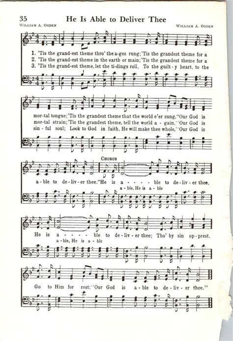 He is Able to Deliver Thee Digital Hymn Sheet Music Key of B Flat - Etsy