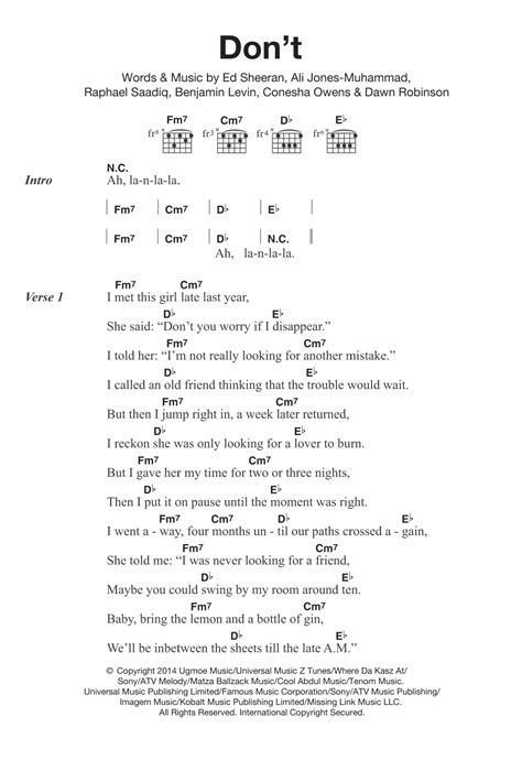 Don't by Ed Sheeran - Guitar Chords/Lyrics - Guitar Instructor